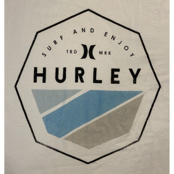 Medium White Hurley Graphic T-Shirt Short Sleeve Cotton Surf Skate T-Shirt - Picture 1 of 6